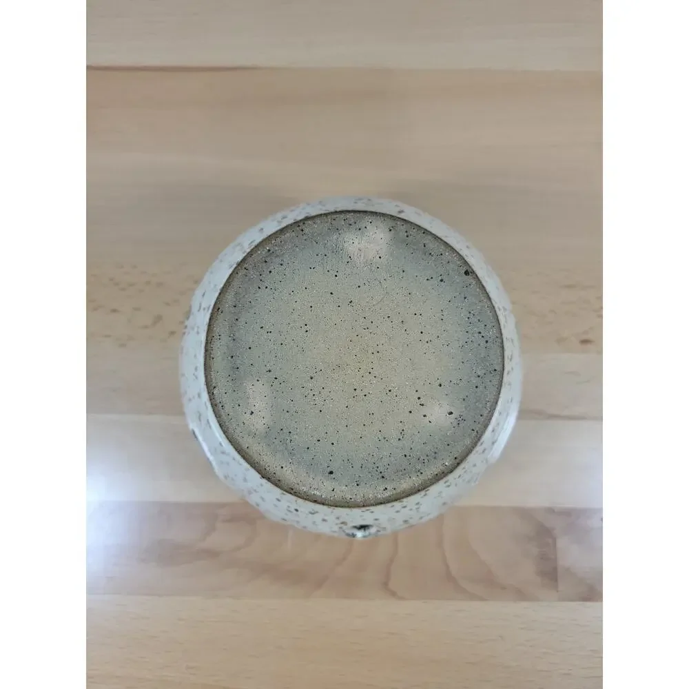 Art Pottery Candle Holder Luminary Flowers Speckled Brown Handmade Signed